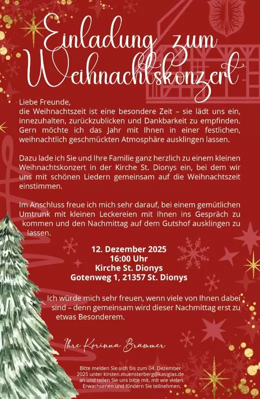 Herzliche Einladung zum Weihnachtskonzert & Umtrunk